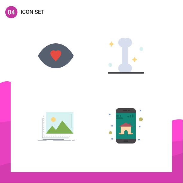 用户界面包4个基本平眼图标图片下载