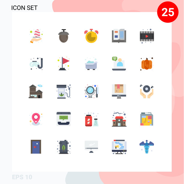 将25个单色标志和符号组合在一起图片下载