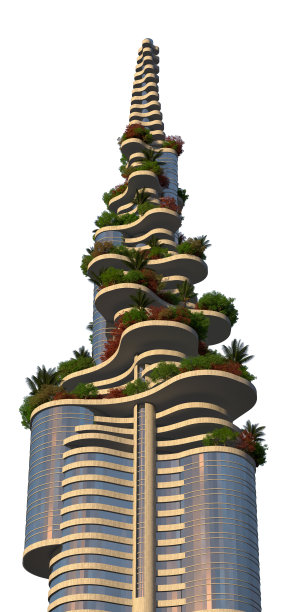 未来绿色城市特写高层图片下载