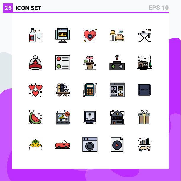 25主题填充线平面颜色和可编辑图片下载