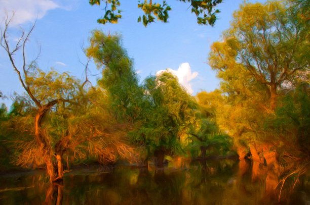 石油山水画图片下载