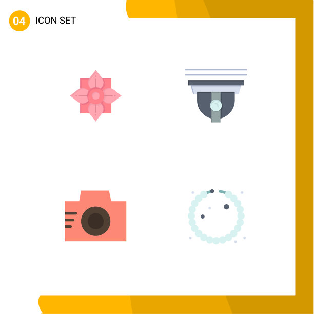 设置4个现代的UI图标符号标志的花图片下载