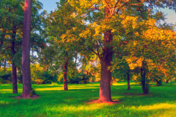 石油山水画图片下载