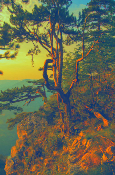 石油山水画图片下载