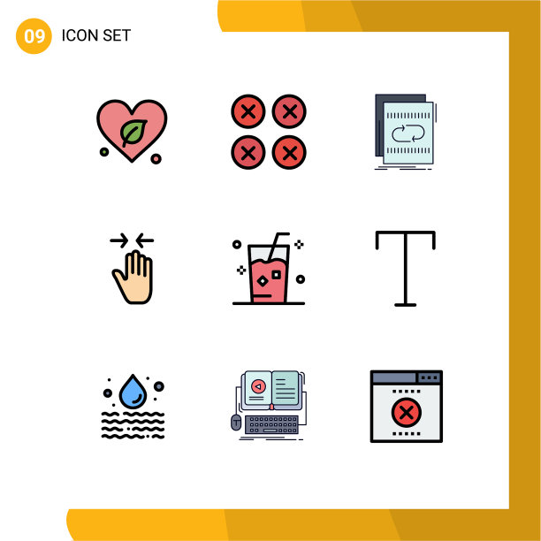 组9现代填充线平面颜色集图片下载