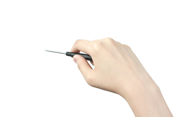 手持螺丝刀在白色背景图片下载