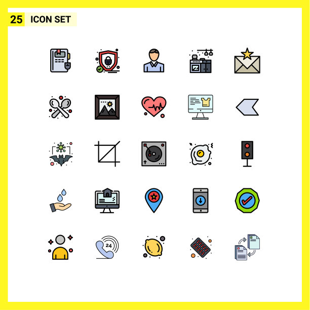 用户界面包25基本填充线平图片下载