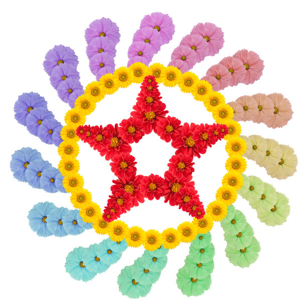 象征着转变的原生符号，由花朵制成。孤立的图片下载