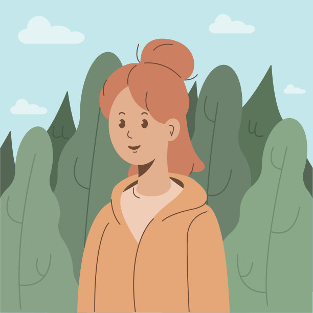 可爱女孩在森林里散步的肖像。图片下载