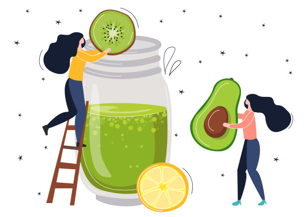 牛油果、猕猴桃和柠檬排毒奶昔。图片下载