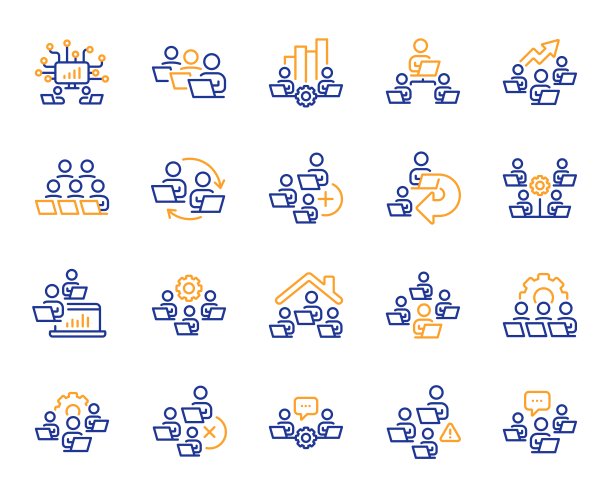 团队一行图标。在家工作，在线工作，远程办公。向量图片下载