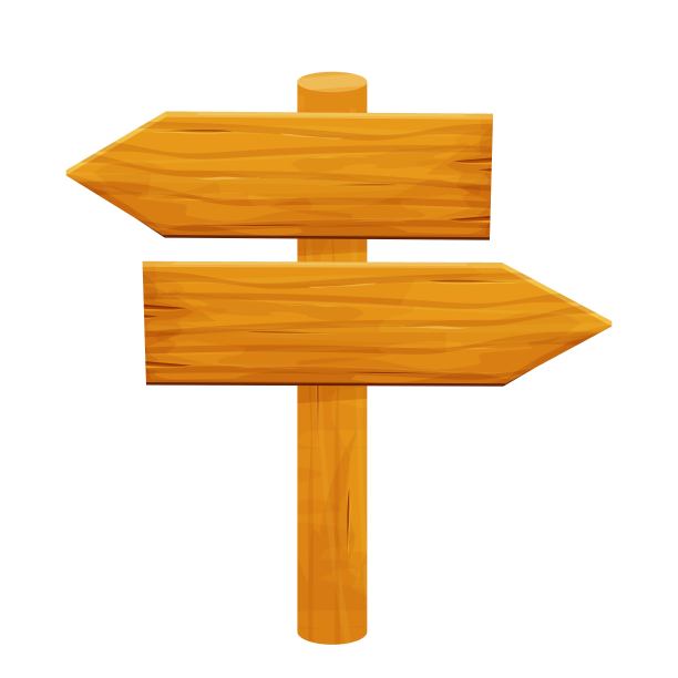 木制路标，在白色背景上独立的卡通风格指向方向。狂野西部，ui资产设计。空木板，旗帜与箭头详细和纹理。图片下载