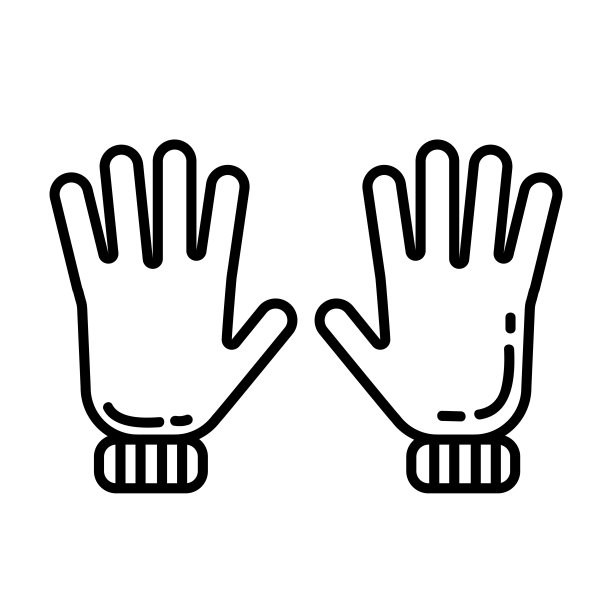 一双手套平线图标。休闲服装件元素向量股票孤立的图像上的白色背景。象形文字用于网页，手机，信息图形图片下载