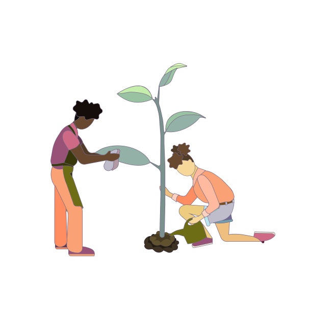 人们在白色孤立的背景上拍摄，孤立的人们在卡通风格中种植植物，矢量插图，园艺的概念，自然，环境保护，植物学。图片下载