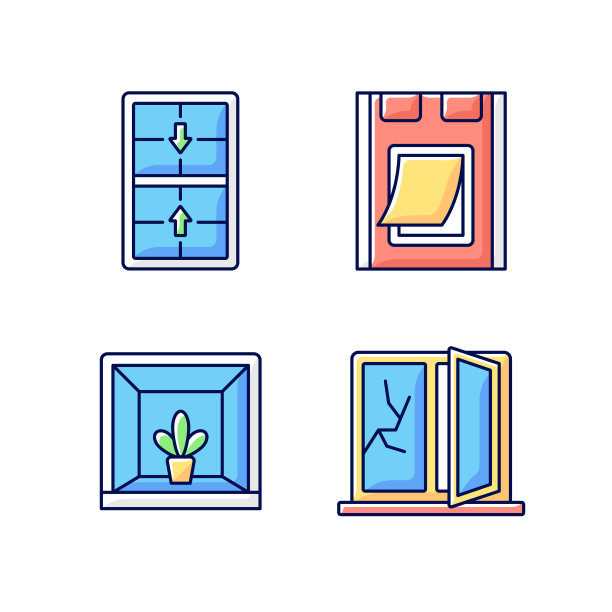 安装门窗RGB颜色图标集图片下载