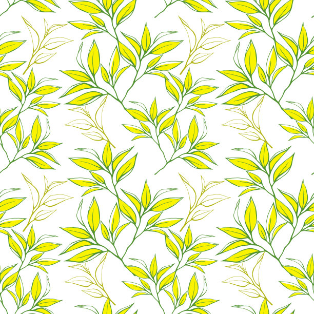 花无缝图案与茶叶图片下载