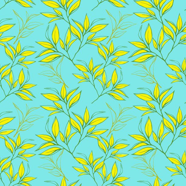 花无缝图案与茶叶图片下载