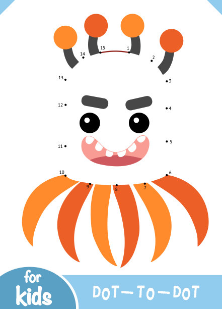 数字游戏，儿童点对点游戏，可爱的细菌和病毒角色图片下载