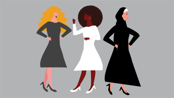 不同国籍和文化的女性团结友谊扁平矢量图图片下载