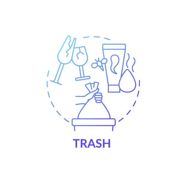 垃圾蓝色渐变概念图标图片下载