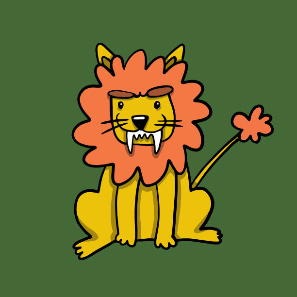 一只长着白色獠牙的可爱有趣的狮子图片下载