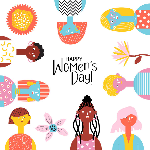 国际妇女节贺卡banner海报，卡通风格素材图片