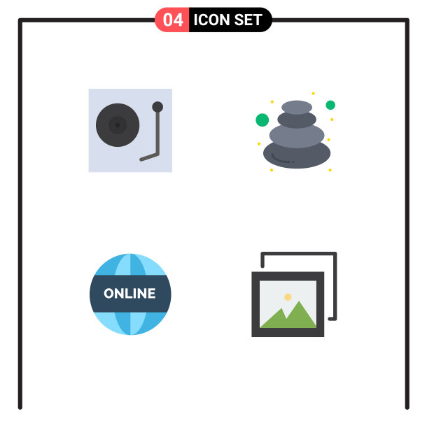为设备石设置4个平面图标图片下载