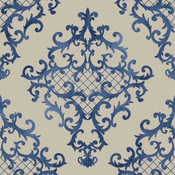 无缝巴罗克风格锦缎图案。当代和复古设计印花图片下载