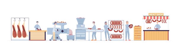 在生产食品厂生产天然肉类阶段生产。图片下载