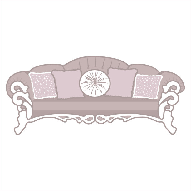 矢量图像沙发在一个经典的风格与枕头图片下载