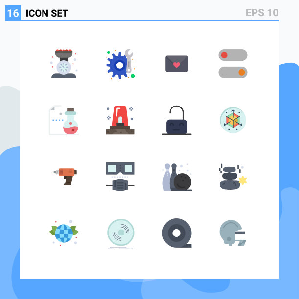 16种通用的平色符号象征着科学图片下载