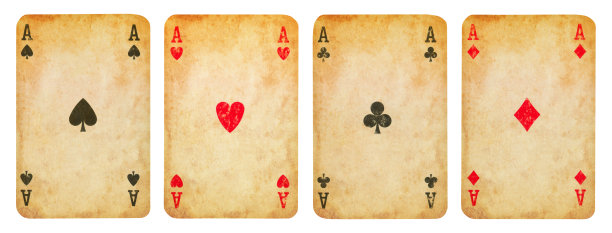 扑克牌中的四张a -孤立的图片下载