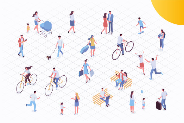 等距矢量背景人。人群图片下载