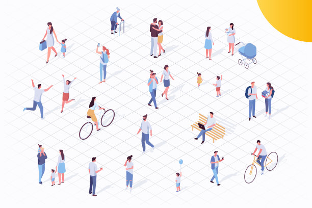 等距矢量背景人。人群图片下载