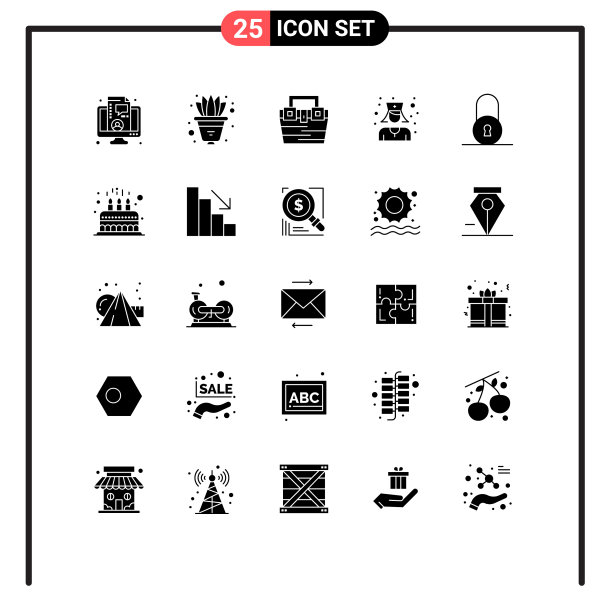 设置25个现代UI图标符号标志图片下载