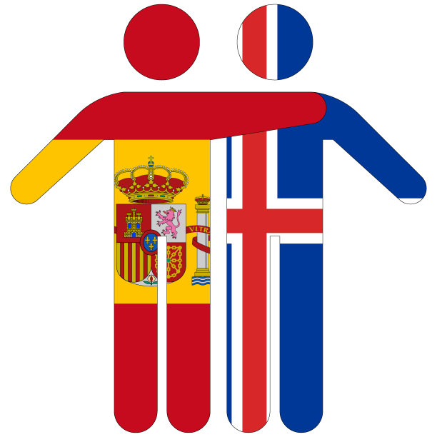 西班牙-冰岛/友谊概念上的白色背景图片下载