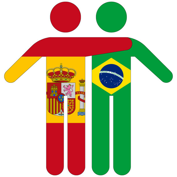 西班牙-巴西/友谊概念上的白色背景图片下载