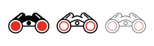 望远镜线图标，轮廓向量符号，线形风格象形孤立在白色。图片下载