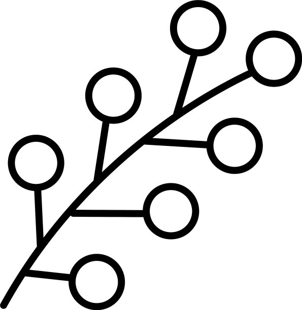 分支与浆果图标线风格图片下载