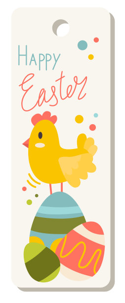 有鸡的复活节明信片。平面设计说明。向量图片下载