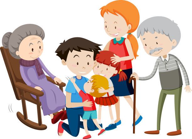 白色背景的家庭卡通人物的成员图片下载