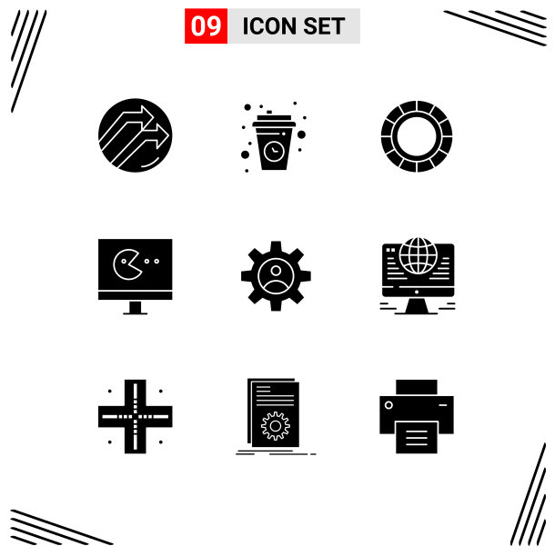 设置9个现代UI图标符号标志图片下载