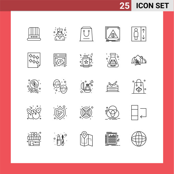 电梯用户界面包25条基本线条图片下载