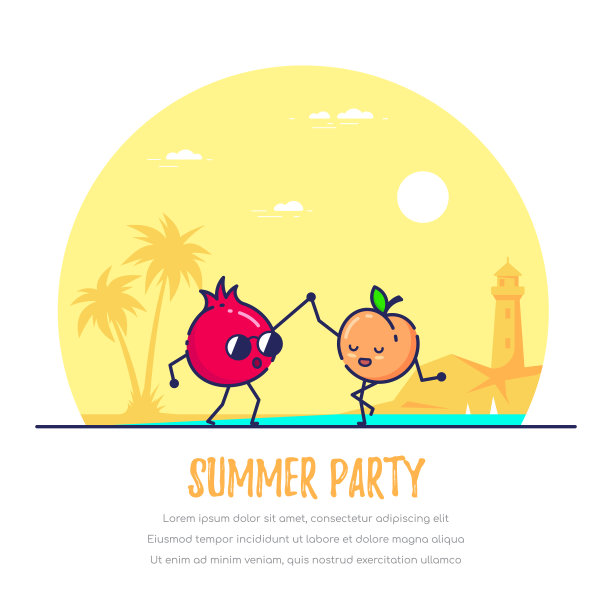 跳舞有趣的水果夫妇，石榴和桃子图片下载