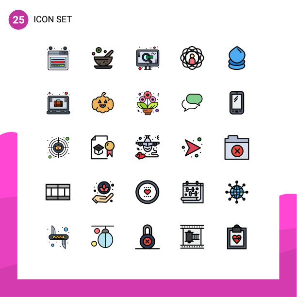 包25个创意填充线平色图片下载