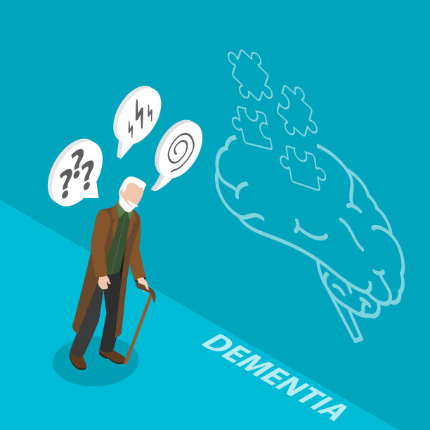 痴呆健康障碍的三维等距平面矢量概念说明。图片下载