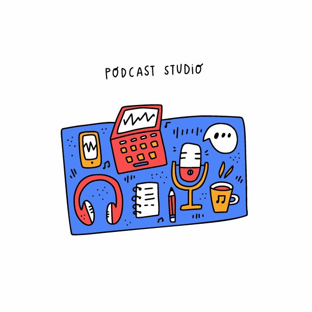 媒体设备，PC和麦克风矢量插图图片下载