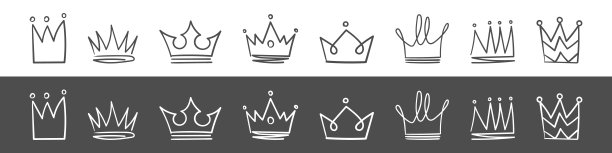 皇冠图标。手绘的花冠。皇家的加冕仪式和君主的象征。矢量图图片下载