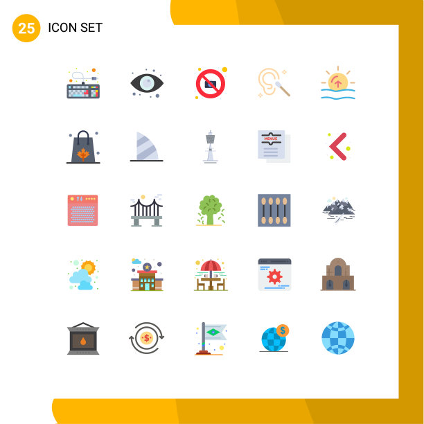 可编辑线包25个简单的平面颜色图片下载