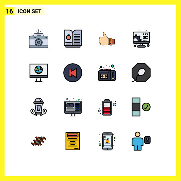 组16平色填充线标志和图片下载